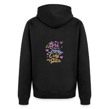 Cross Stitch Cross Stitch Embroidery - Unisex Premium Organic Zip Hoodie - black - Back - Nico (187cm)