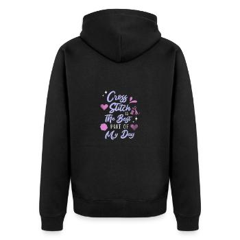 Cross Stitch Cross Stitch Embroidery - Unisex Premium Organic Zip Hoodie - black - Back - Nico (187cm)