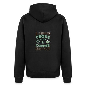 Cross Stitch Cross Stitch Embroidery - Unisex Premium Organic Zip Hoodie - black - Back - Nico (187cm)