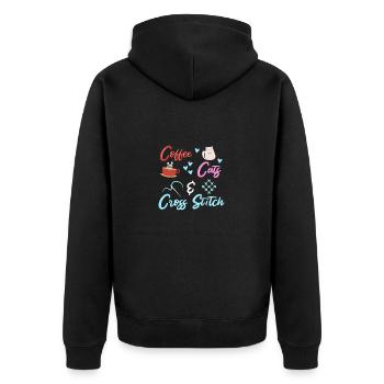 Cross Stitch Cross Stitch Embroidery - Unisex Premium Organic Zip Hoodie - black - Back - Nico (187cm)