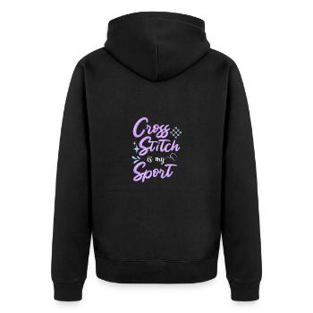 Cross Stitch Cross Stitch Embroidery - Unisex Premium Organic Zip Hoodie - black - Back - Nico (187cm)