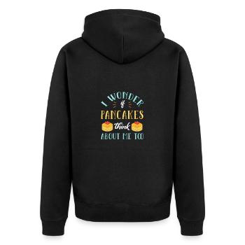 Pfannkuchen - Unisex Premium Bio Zip Hoodie - Schwarz - Hinten - Nico (187cm)