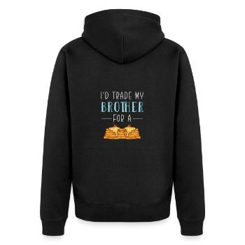 Pfannkuchen - Unisex Premium Bio Zip Hoodie - Schwarz - Hinten - Nico (187cm)