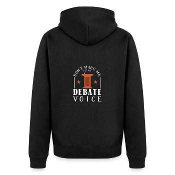 Debattieren Debatte Argumentieren - Unisex Premium Bio Zip Hoodie - Schwarz - Hinten - Nico (187cm)