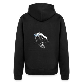 Pferd reiten Reiter Reitsport - Unisex Premium Bio Zip Hoodie - Schwarz - Hinten - Nico (187cm)