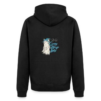 Pferd reiten Reiter Reitsport - Unisex Premium Bio Zip Hoodie - Schwarz - Hinten - Nico (187cm)