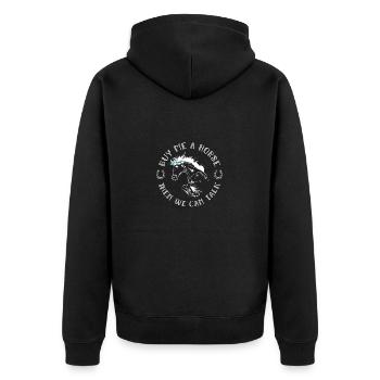 Pferd reiten Reiter Reitsport - Unisex Premium Bio Zip Hoodie - Schwarz - Hinten - Nico (187cm)