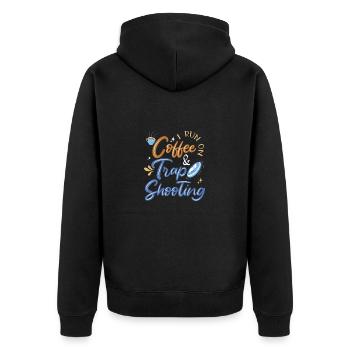 Tontaubenschießen - Unisex Premium Bio Zip Hoodie - Schwarz - Hinten - Nico (187cm)