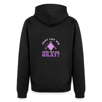 Stricken Stricknadel Wolle Lustiges - Unisex Premium Bio Zip Hoodie - Schwarz - Hinten - Nico (187cm)