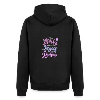 Stricken Stricknadel Wolle Lustiges - Unisex Premium Bio Zip Hoodie - Schwarz - Hinten - Nico (187cm)