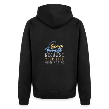 Sprachtherapie Sprachtherapeut - Unisex Premium Bio Zip Hoodie - Schwarz - Hinten - Nico (187cm)
