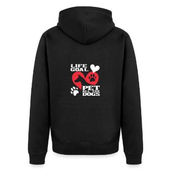 Chien de bien-être animal adopté - Veste à capuche bio Premium Unisexe - noir - Dos - Nico (187cm)