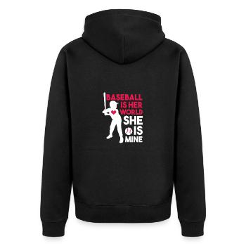Baseballspieler Baseball - Unisex Premium Bio Zip Hoodie - Schwarz - Hinten - Nico (187cm)