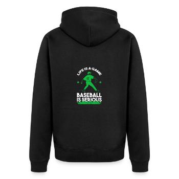 Baseballspieler Baseball - Unisex Premium Bio Zip Hoodie - Schwarz - Hinten - Nico (187cm)