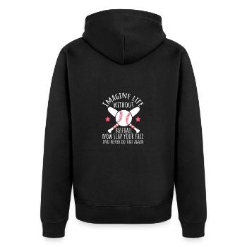Baseballspieler Baseball - Unisex Premium Bio Zip Hoodie - Schwarz - Hinten - Nico (187cm)