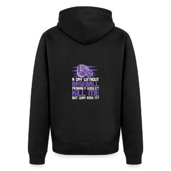Baseballspieler Baseball - Unisex Premium Bio Zip Hoodie - Schwarz - Hinten - Nico (187cm)
