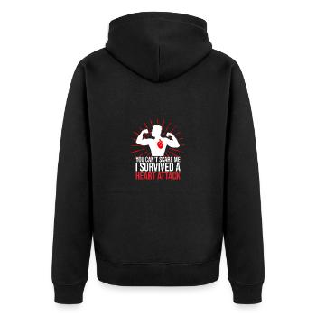 Herzinfarkt Überlebender - Unisex Premium Bio Zip Hoodie - Schwarz - Hinten - Nico (187cm)