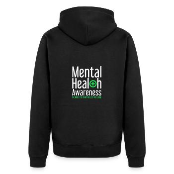 Mental Health Mentale Gesundheit - Unisex Premium Bio Zip Hoodie - Schwarz - Hinten - Nico (187cm)