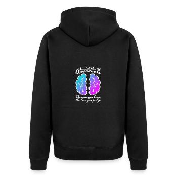 Mental Health Mentale Gesundheit - Unisex Premium Bio Zip Hoodie - Schwarz - Hinten - Nico (187cm)
