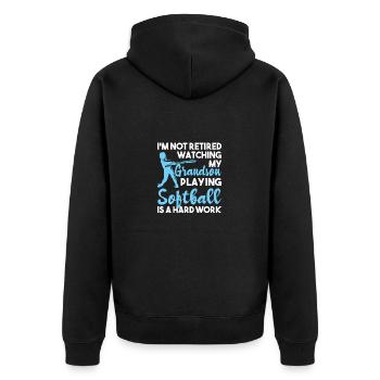 Softball - Unisex Premium Organic Zip Hoodie - black - Back - Nico (187cm)