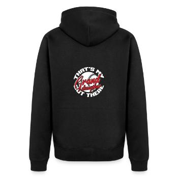 Softball - Unisex Premium Organic Zip Hoodie - black - Back - Nico (187cm)