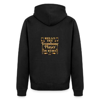 Trombone Trombonist - Unisex Premium Organic Zip Hoodie - black - Back - Nico (187cm)