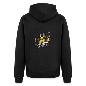 Trombone trombonist - Unisex Premium Organic Zip Hoodie - black - Back - Nico (187cm)