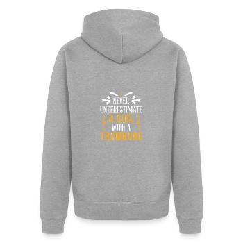 Trombone trombonist - Unisex Premium Organic Zip Hoodie - heather grey - Back - Nico (187cm)
