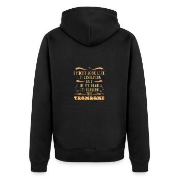 Trombone trombonist - Unisex Premium Organic Zip Hoodie - black - Back - Nico (187cm)