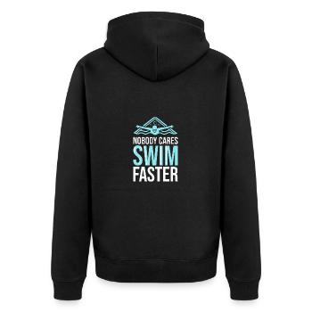 Schwimmen Schwimmer - Unisex Premium Bio Zip Hoodie - Schwarz - Hinten - Nico (187cm)