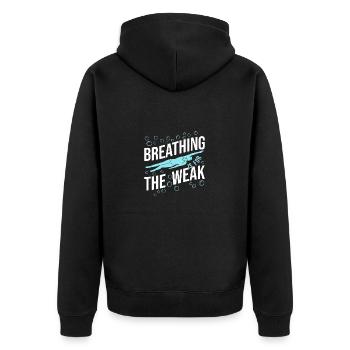 Schwimmen Schwimmer - Unisex Premium Bio Zip Hoodie - Schwarz - Hinten - Nico (187cm)