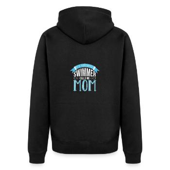 Schwimmen Schwimmer - Unisex Premium Bio Zip Hoodie - Schwarz - Hinten - Nico (187cm)