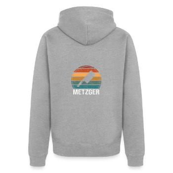 Metzger Fleischer Schlachter - Unisex Premium Bio Zip Hoodie - Grau meliert - Hinten - Nico (187cm)