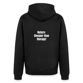 Nature is right for recreation and health - Unisex Premium Organic Zip Hoodie - black - Back - Nico (187cm)