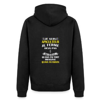 Je suis apiculteur t-shirt abeille homme - Veste à capuche bio Premium Unisexe - noir - Dos - Nico (187cm)