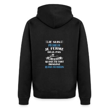 je suis pêcheur t-shirt homme humour passion - Veste à capuche bio Premium Unisexe - noir - Dos - Nico (187cm)