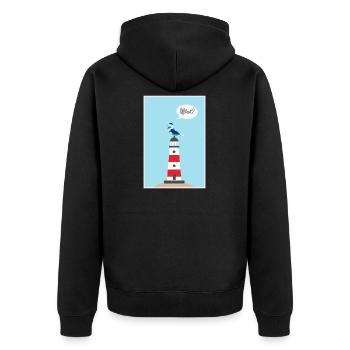 Leuchtturm - Möwe - Comic - Geschenk - Unisex Premium Bio Zip Hoodie - Schwarz - Hinten - Nico (187cm)