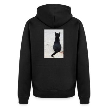 Katze Kätzchen Katzenshirt Geschenk - Unisex Premium Bio Zip Hoodie - Schwarz - Hinten - Nico (187cm)