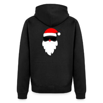 Cooler Weihnachtsmann Santa Nikolaus  - Unisex Premium Bio Zip Hoodie - Schwarz - Hinten - Nico (187cm)