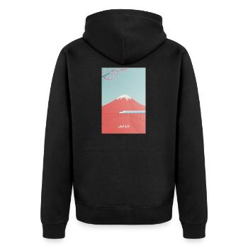 Japanese mountain scenery with Shinkansen - Unisex Premium Organic Zip Hoodie - black - Back - Nico (187cm)