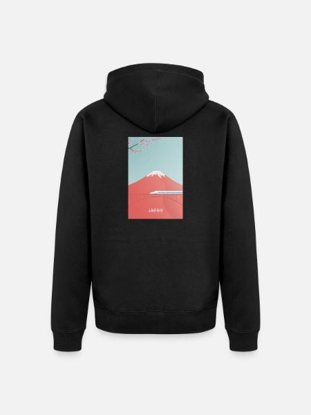 Japanese mountain scenery with Shinkansen - Unisex Premium Organic Zip Hoodie - black