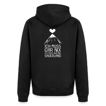 Sauerland Nordrhein-Westfalen - Unisex Premium Bio Zip Hoodie - Schwarz - Hinten - Nico (187cm)