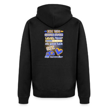 ICH BIN GAME OVER - jetzt hält SIE den Controller - Unisex Premium Bio Zip Hoodie - Schwarz - Hinten - Nico (187cm)