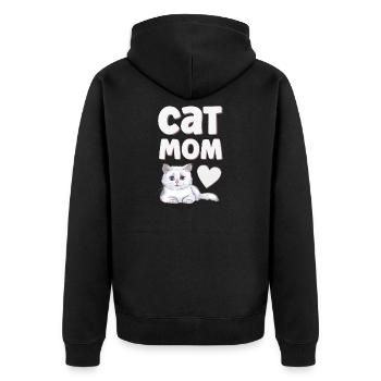 Katze Katzen - Unisex Premium Bio Zip Hoodie - Schwarz - Hinten - Nico (187cm)