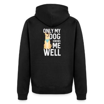 Only My Dog Knows Me Well - Unisex Premium Organic Zip Hoodie - black - Back - Nico (187cm)