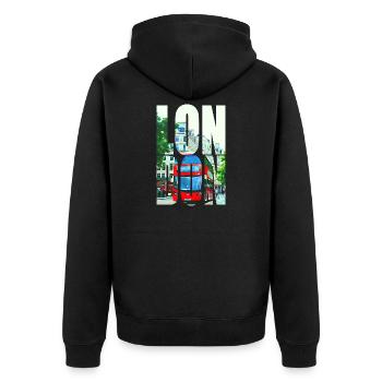LONDON - Unisex Premium Organic Zip Hoodie - black - Back - Nico (187cm)