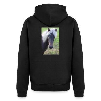 Pferd Pferdeposter - Unisex Premium Bio Zip Hoodie - Schwarz - Hinten - Nico (187cm)