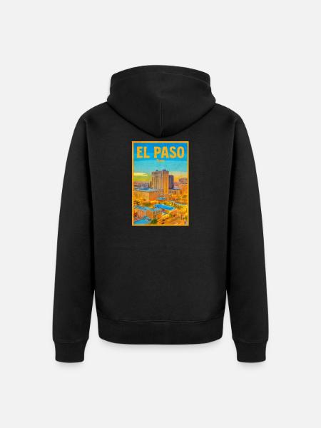 El Paso Skyline Retro - Unisex Premium Organic Zip Hoodie - black