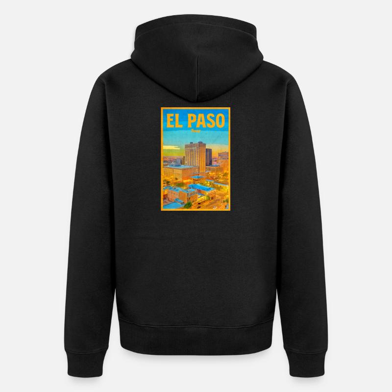 El Paso Skyline Retro - Unisex Premium Bio Zip Hoodie - Schwarz