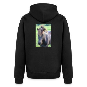 Pferd Pferdeposter - Unisex Premium Bio Zip Hoodie - Schwarz - Hinten - Nico (187cm)
